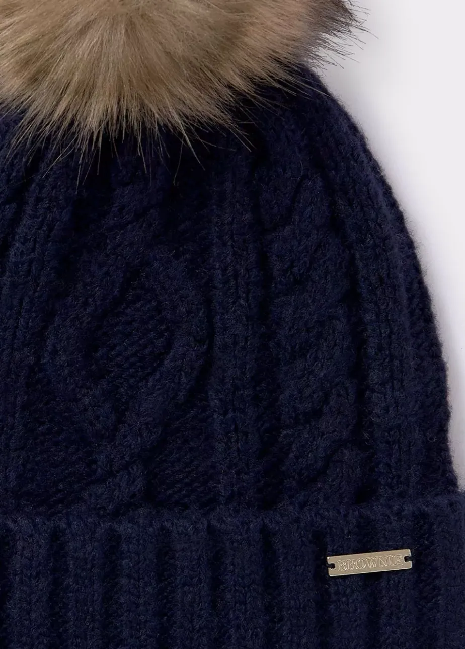 Mujer Brownie Spain Otros Accesorios-Gorro Trenza Bola Pelo