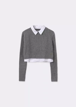 Mujer Brownie Spain Jerséis-Jersey Cropped Detalle Camisa