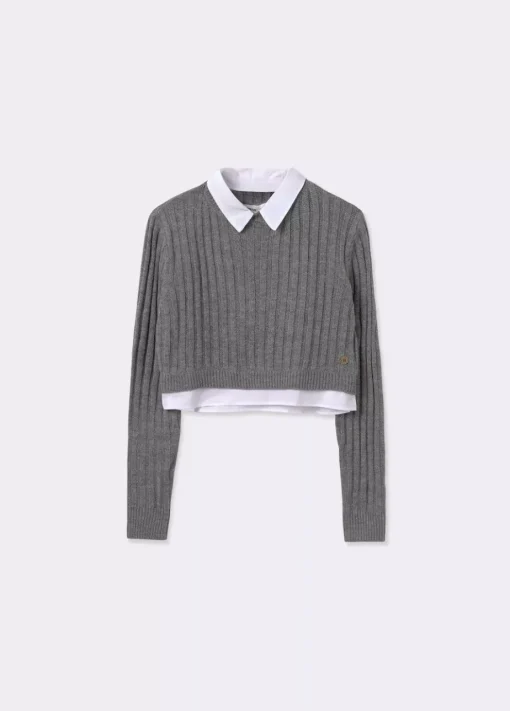Mujer Brownie Spain Jerséis-Jersey Cropped Detalle Camisa