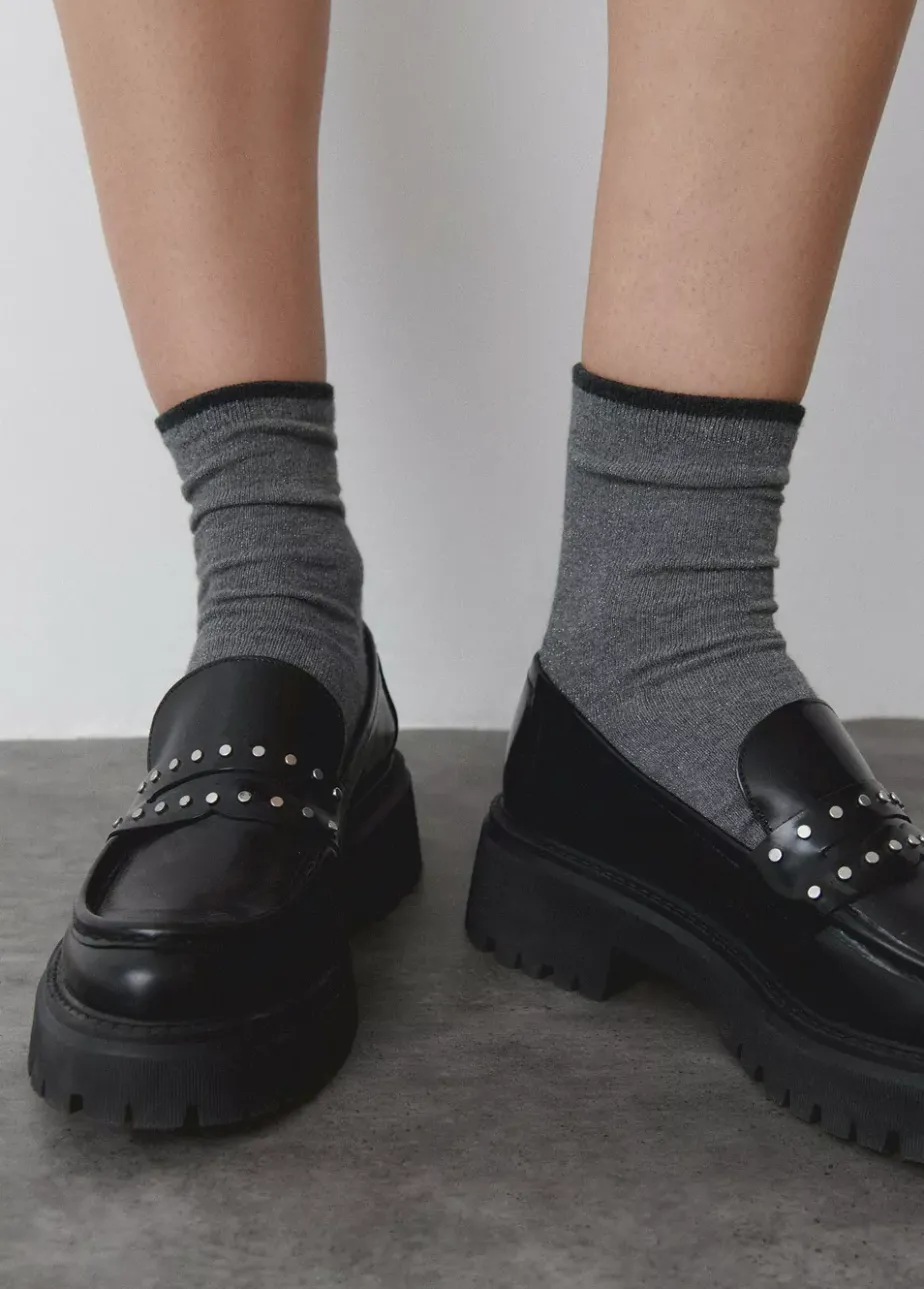 Mujer Brownie Spain Zapatos-Mocasin Brillante Tachas Piel