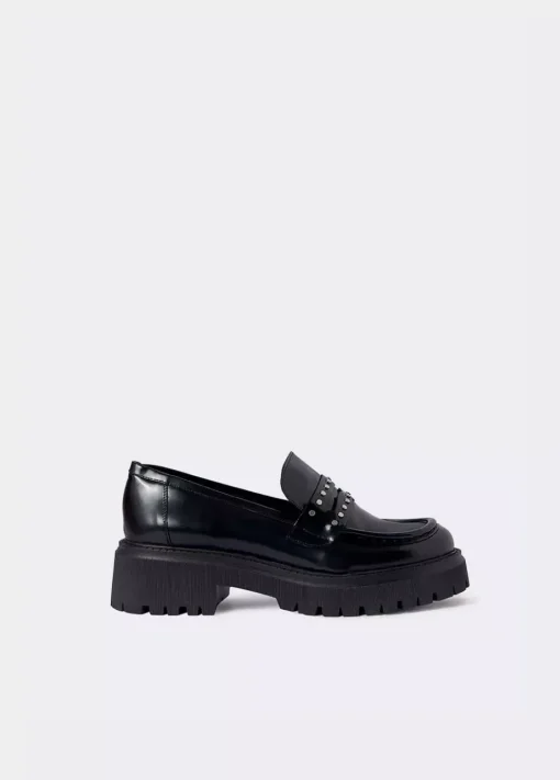Mujer Brownie Spain Zapatos-Mocasin Brillante Tachas Piel