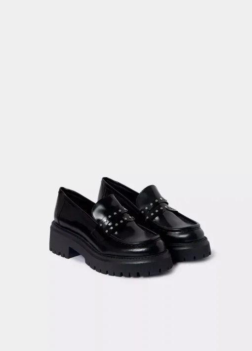 Mujer Brownie Spain Zapatos-Mocasin Brillante Tachas Piel