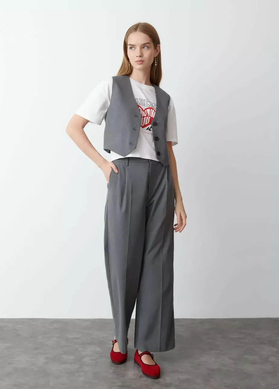 Mujer Brownie Spain Pantalones-Pantalon Ancho Pinzas