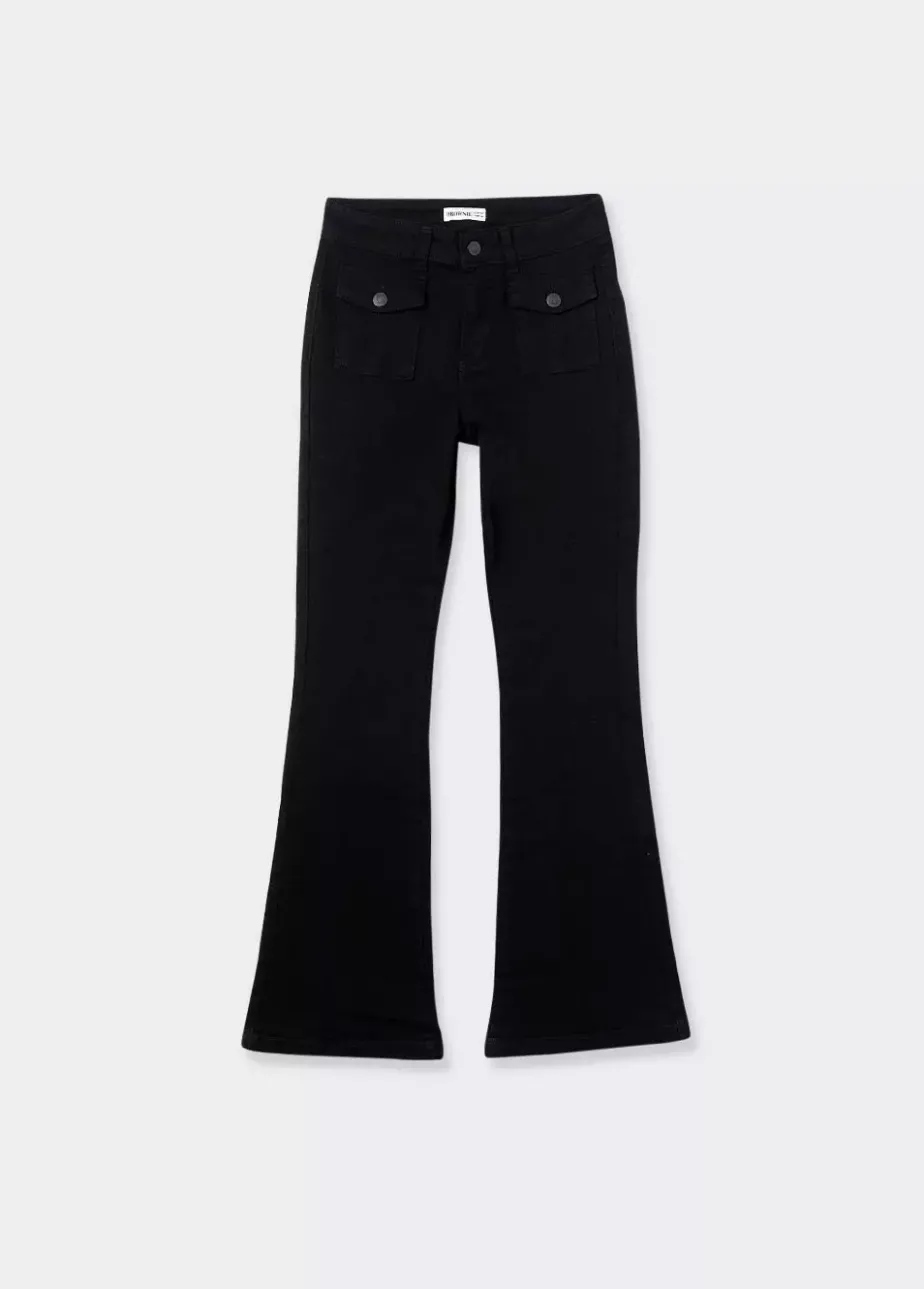 Mujer Brownie Spain Pantalones-Pantalon Campana Bolsillos Frontales