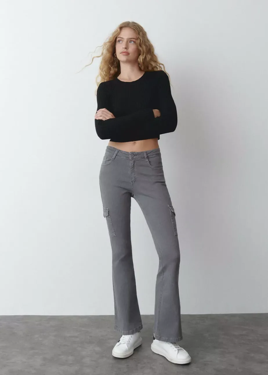 Mujer Brownie Spain Pantalones-Pantalon Campana Cargo