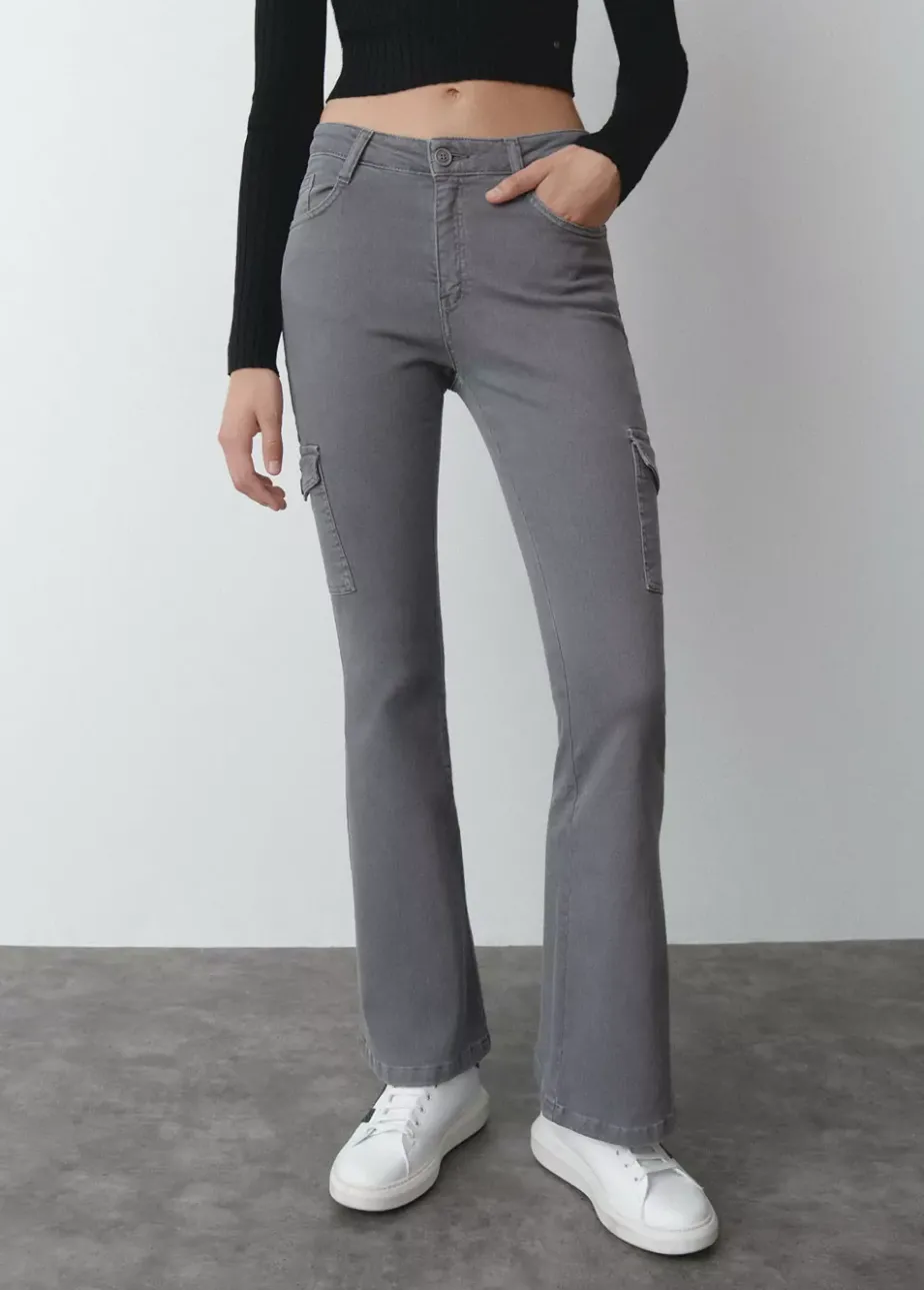 Mujer Brownie Spain Pantalones-Pantalon Campana Cargo