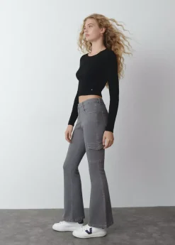 Mujer Brownie Spain Pantalones-Pantalon Campana Cargo