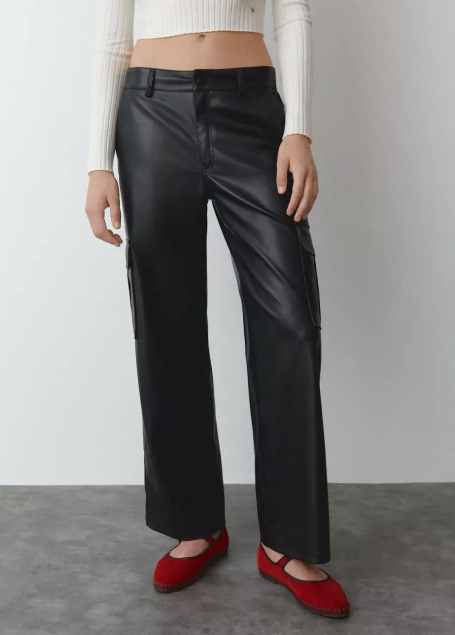 Mujer Brownie Spain Pantalones-Pantalon Cargo Efecto Piel