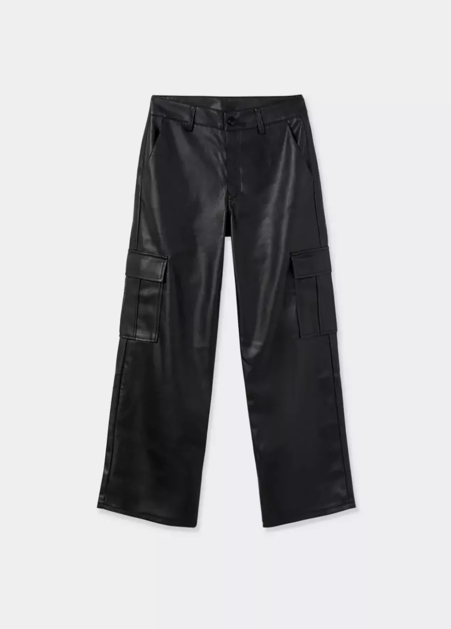 Mujer Brownie Spain Pantalones-Pantalon Cargo Efecto Piel