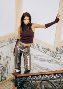 Mujer Brownie Spain Pantalones-Pantalon Metalizado Efecto Piel