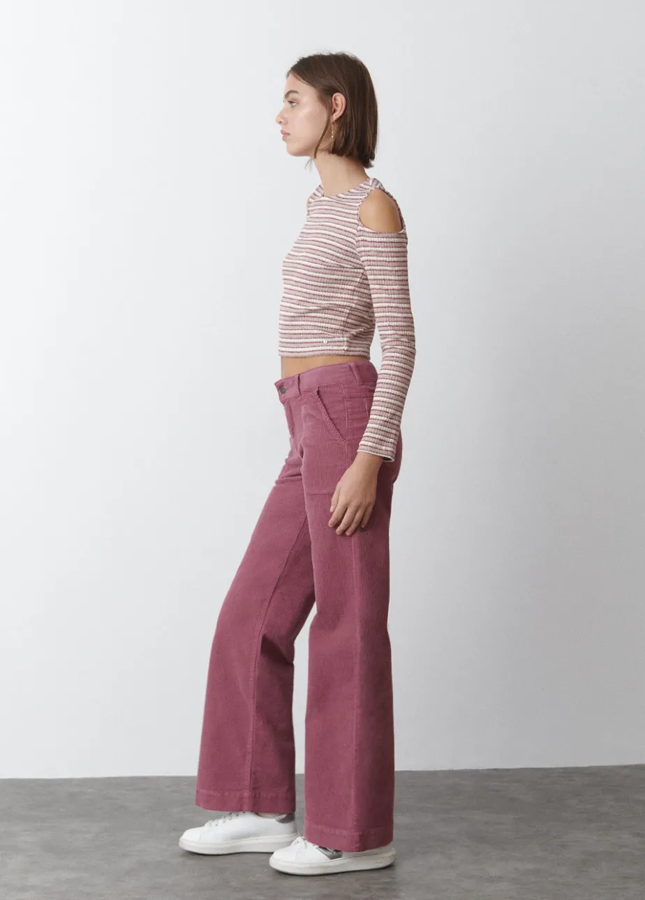 Mujer Brownie Spain Pantalones-Pantalon Pana Culotte Bolsillo Frontal