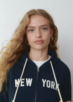 Mujer Brownie Spain Sudaderas-Sudadera Cremall Capucha New York