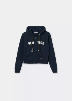 Mujer Brownie Spain Sudaderas-Sudadera Cremall Capucha New York