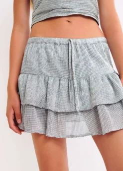 Mujer Brownie Spain Tops-Top Bandeau Tejido Plateado