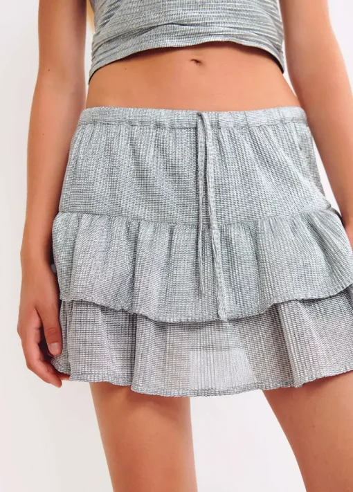Mujer Brownie Spain Tops-Top Bandeau Tejido Plateado