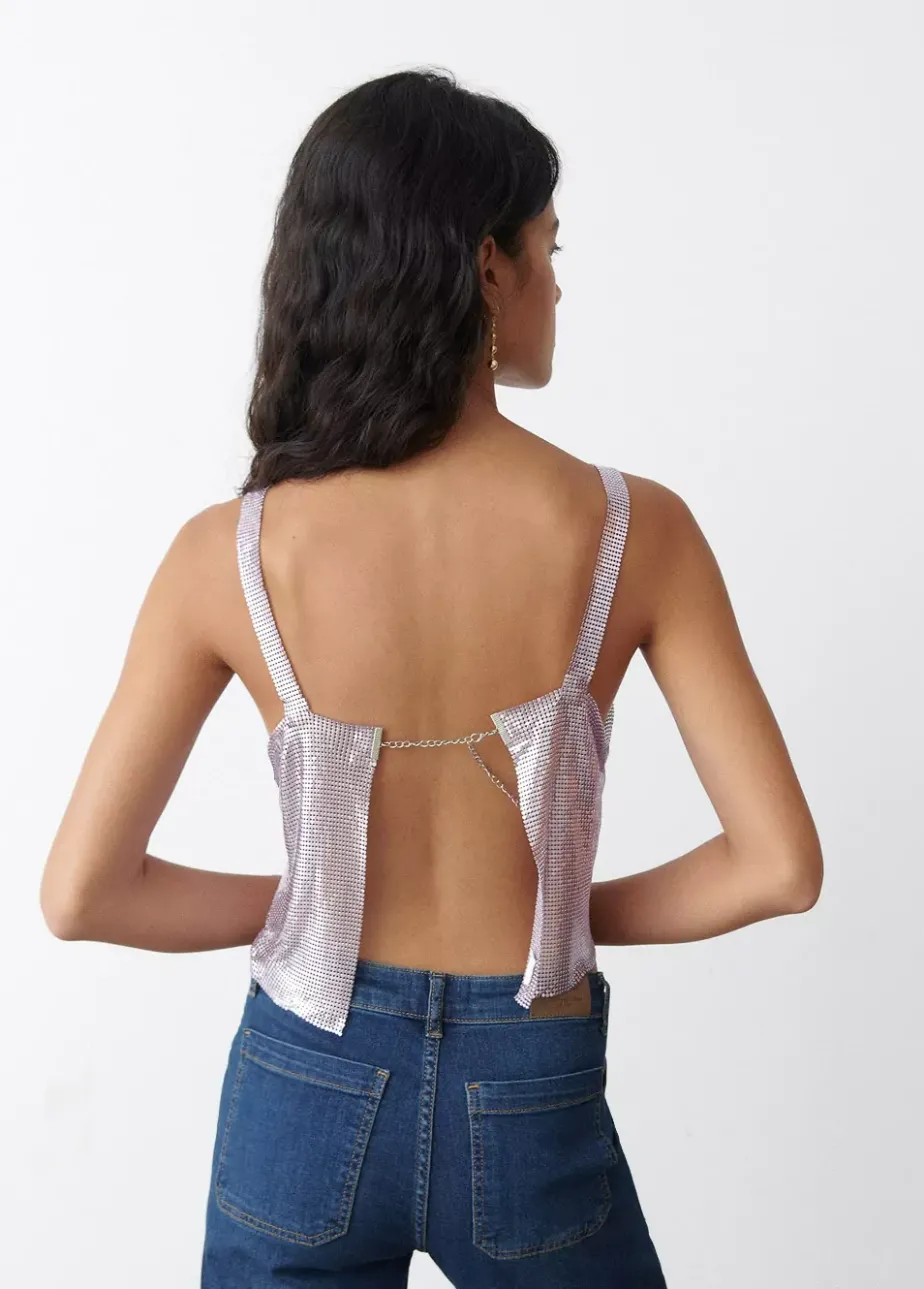 Mujer Brownie Spain Tops-Top Malla Metalica Malva