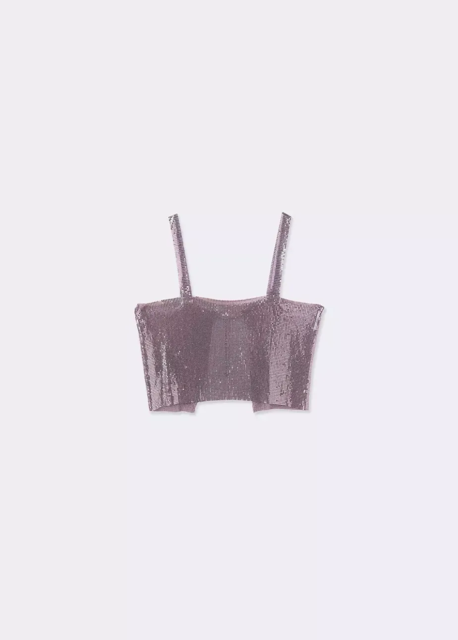 Mujer Brownie Spain Tops-Top Malla Metalica Malva