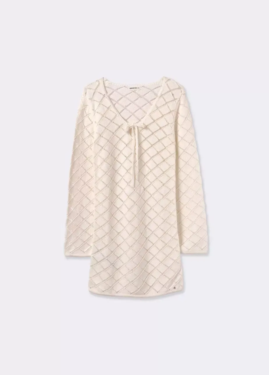 Mujer Brownie Spain Vestidos-Vestido Crochet Corto Manga Larga