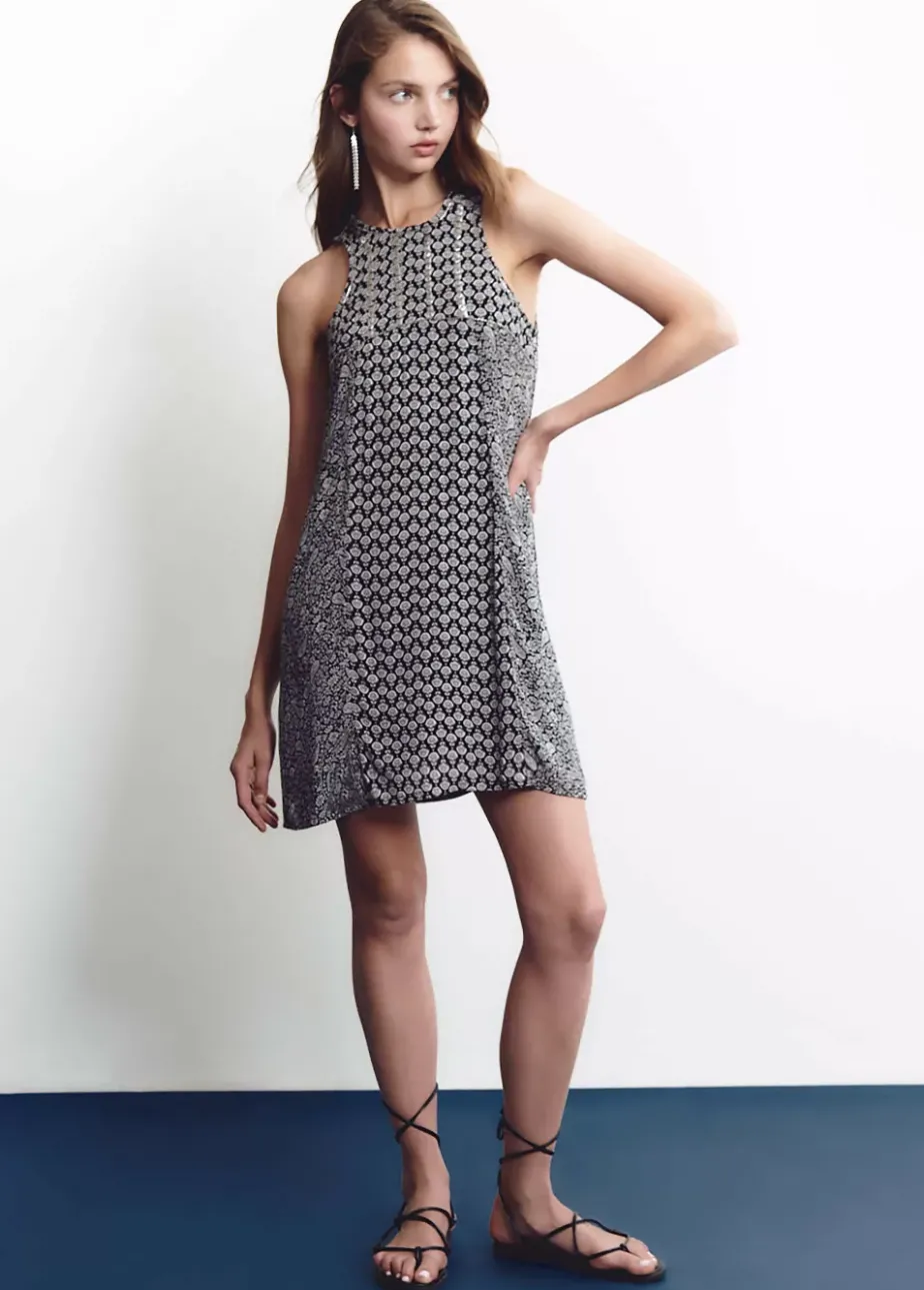 Mujer Brownie Spain Vestidos-Vestido Doble Estampado Brillos