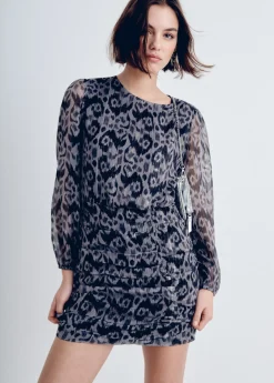 Mujer Brownie Spain Vestidos-Vestido Drapeado Estampado Ikat