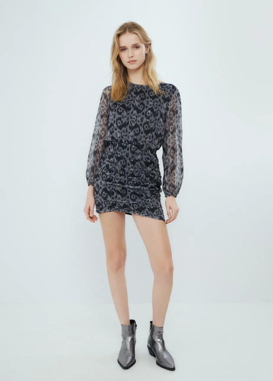 Mujer Brownie Spain Vestidos-Vestido Drapeado Estampado Ikat