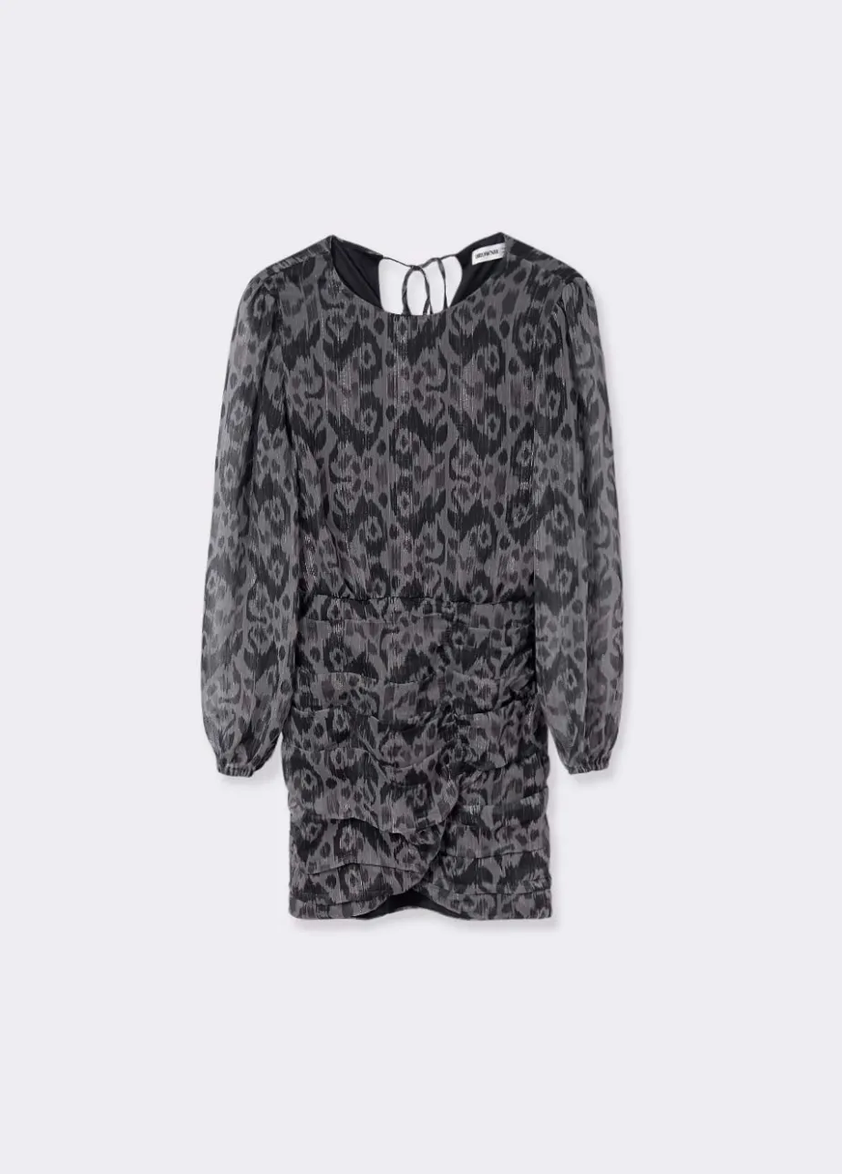 Mujer Brownie Spain Vestidos-Vestido Drapeado Estampado Ikat