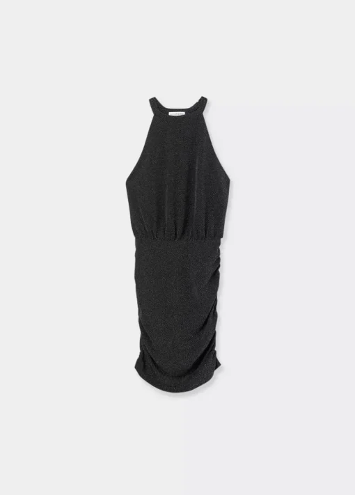 Mujer Brownie Spain Vestidos-Vestido Halter Tejido Metalizado