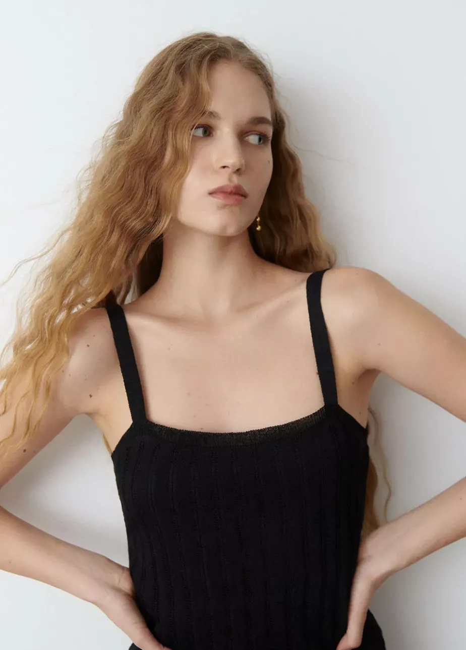 Mujer Brownie Spain Vestidos-Vestido Punto Cuello Cuadrado
