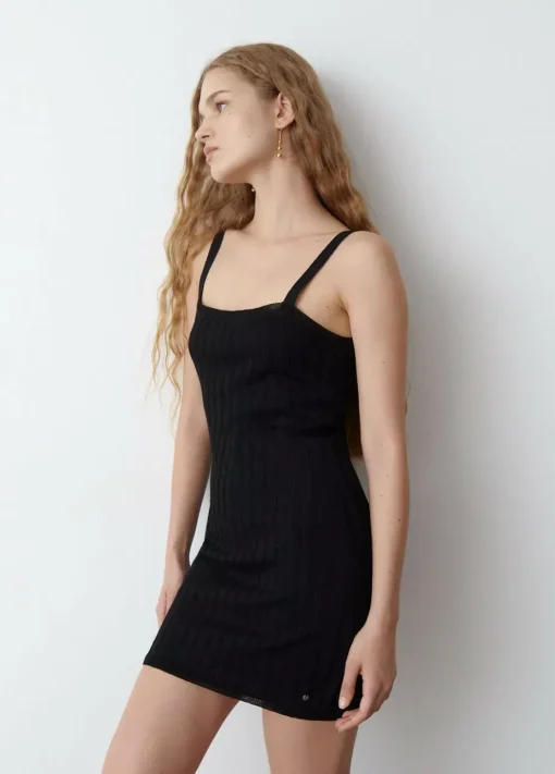 Mujer Brownie Spain Vestidos-Vestido Punto Cuello Cuadrado